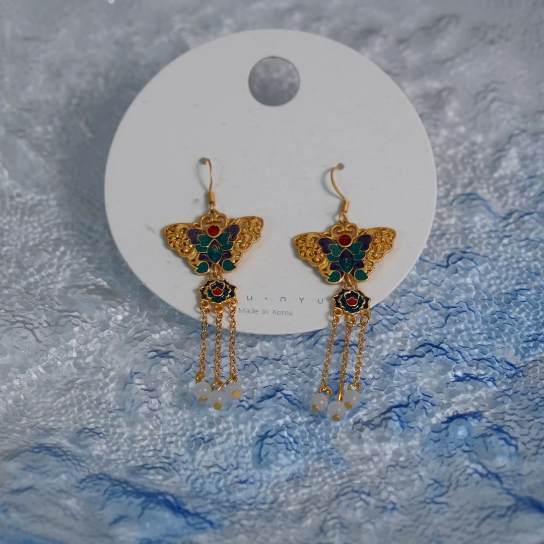 合金耳饰 A23中古饰品小众个性精致手工国风简约耳钉