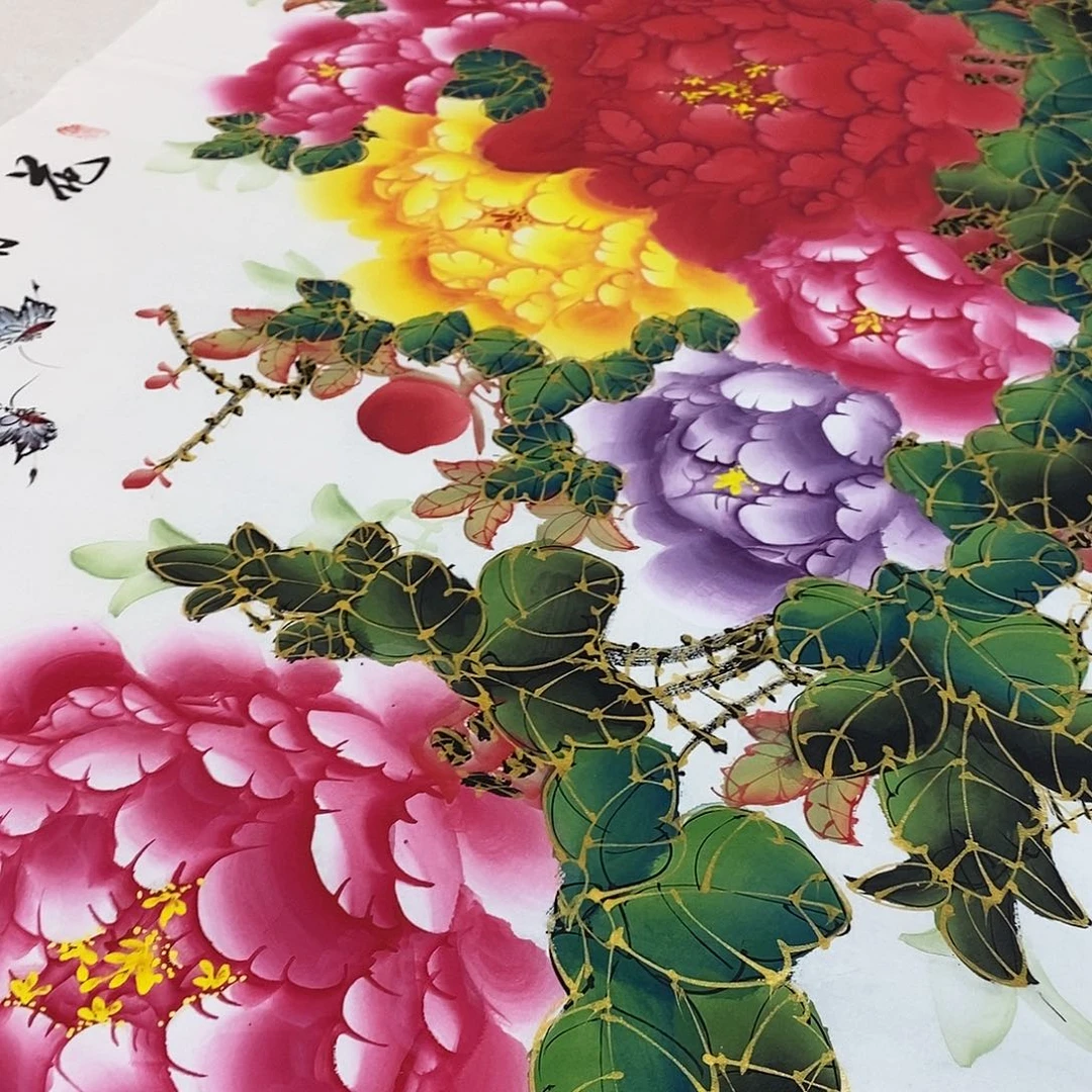 绘画金枝玉叶大牡丹1.8米