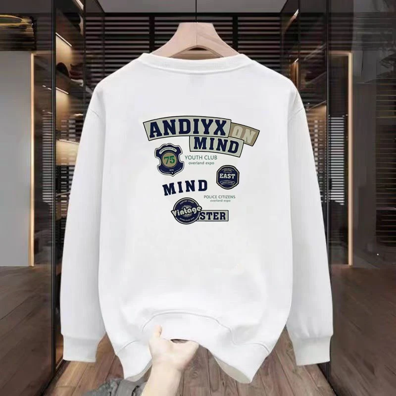 欧洲站秋季新款纯棉长袖卫衣男女潮流宽松圆领百搭印花全棉长袖衫