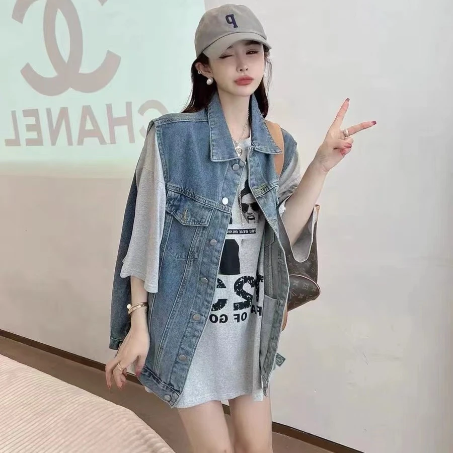 时尚个性设计感韩版ins牛仔马甲新款潮流宽松休闲百搭背心外套女