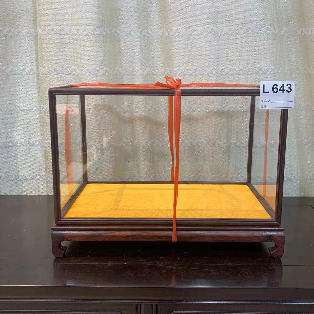 643红酸枝玻璃罩摆件工艺品宝笼展示盒防尘罩摆件35*21*21