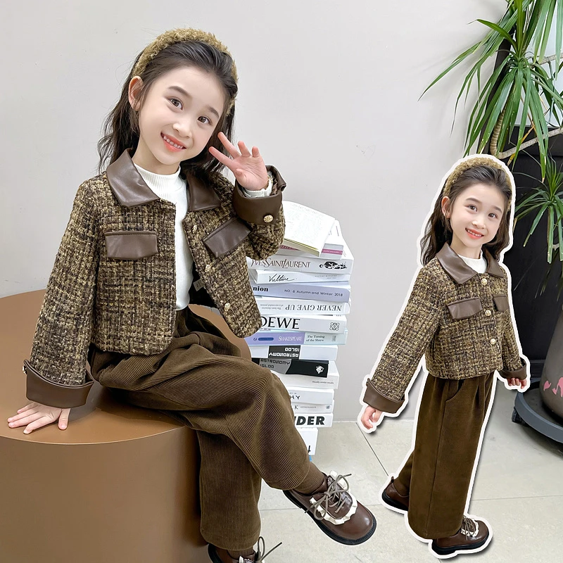 女童小香风套装2025新款儿童秋冬装韩版洋气女宝宝春季时髦两件套