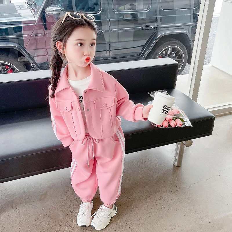 女童春装套装2025新款洋气时髦潮款儿童休闲工装女宝宝运动两件套