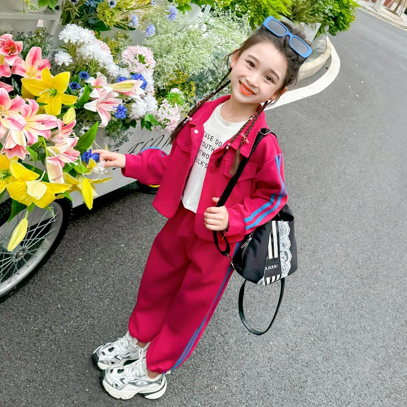 女童休闲套装春秋款2024新款儿童秋季网红洋气女孩时尚运动两件套