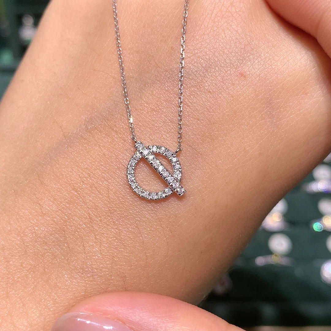 钻石颈饰18K金镶嵌猪鼻子