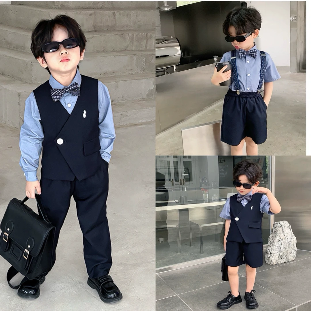 男童春夏新款套装周岁生日花童婚礼服主持人钢琴绅士英伦风演出服