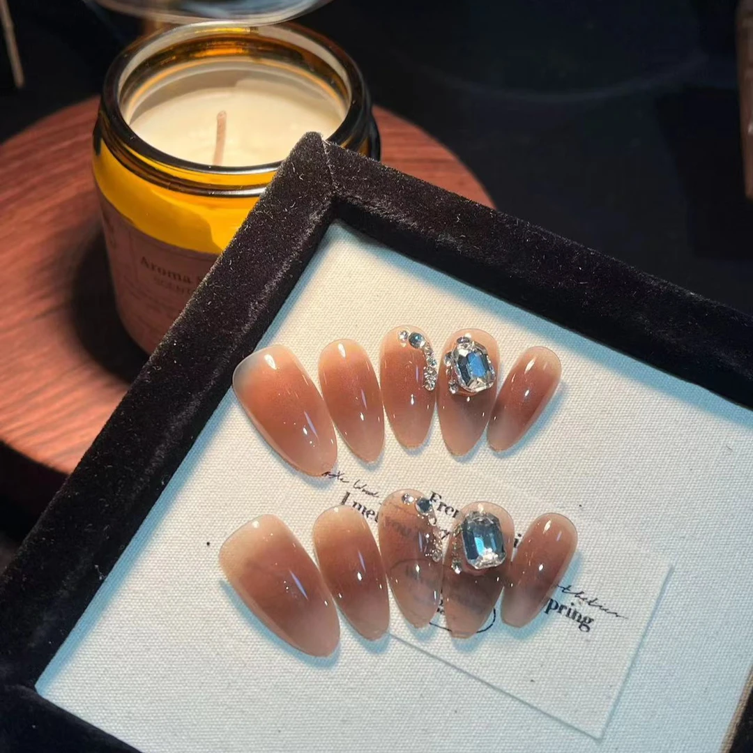 28【中椭圆】半糖咖啡轻奢气质30片穿戴甲