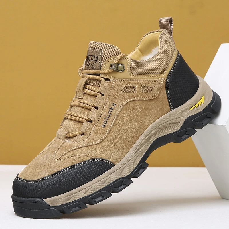 2023冬季新款运动户外男士防滑耐磨软底软面加绒加厚保暖高帮棉鞋