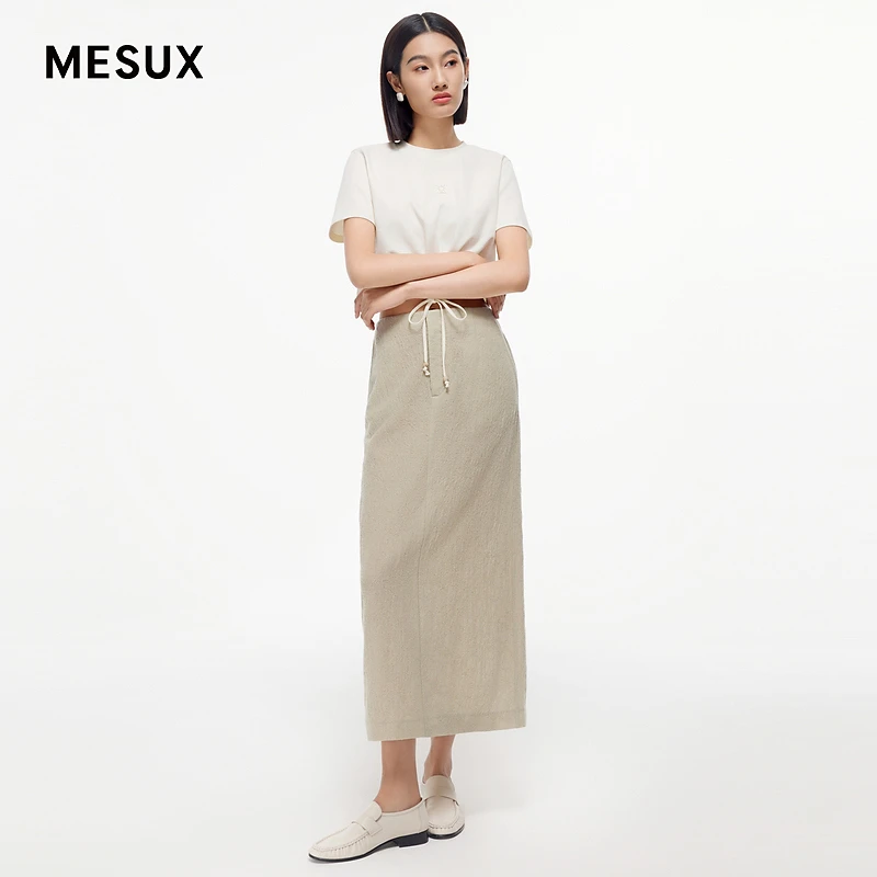 MESUX米岫2024浅绿色半裙MMFUS413