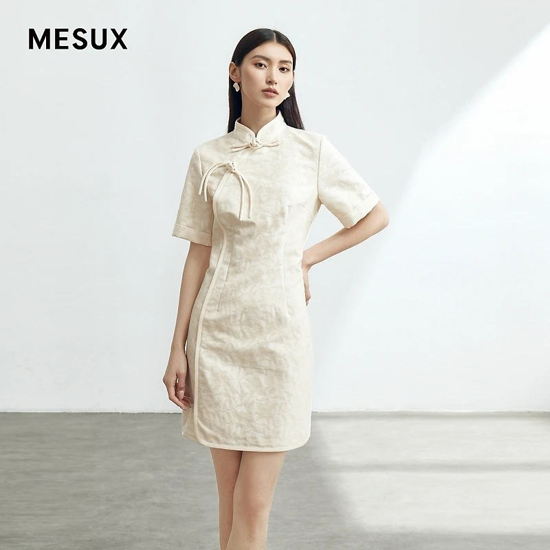 MESUX米岫夏季新中式提花旗袍连衣裙女小个子气质裙MLFUO502