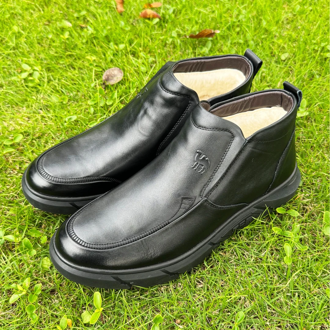 冬季头层牛皮加绒加厚保暖皮鞋Hurum Ayagh舒适中老年爸爸鞋皮鞋