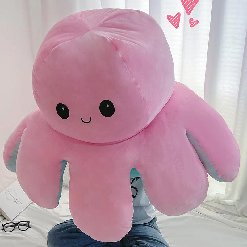 变脸超大章鱼玩偶抱枕可戴头套八爪鱼情绪毛绒玩具公仔生日礼物女