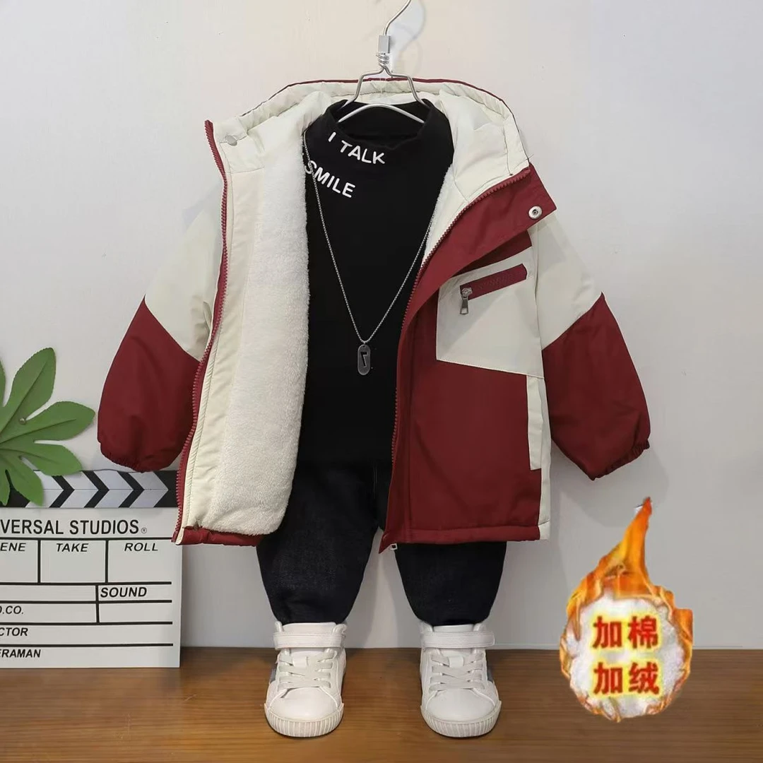 男童棉服2025新款冬装洋气儿童秋冬季加绒外套时髦男孩派克服棉袄