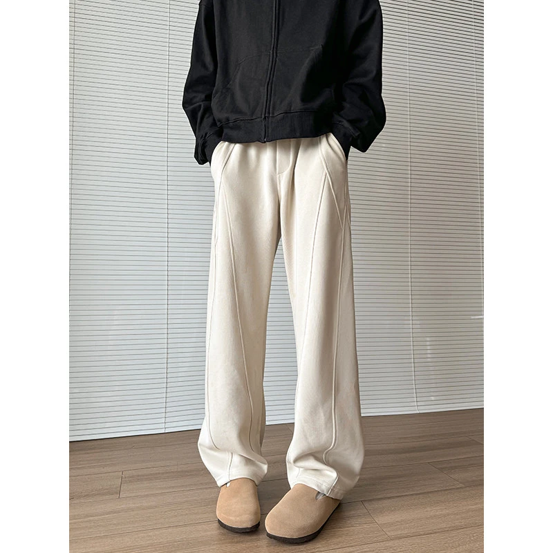 美式重磅弯刀卫裤男春秋季潮牌宽松大码垂感休闲裤子直筒阔腿长裤