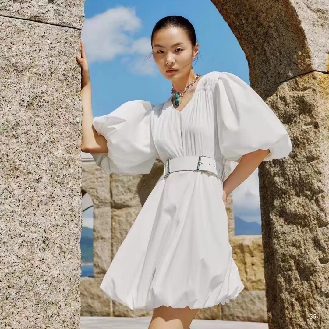 华衣曼  B461-480 收腰连衣裙美拉德色系赫本