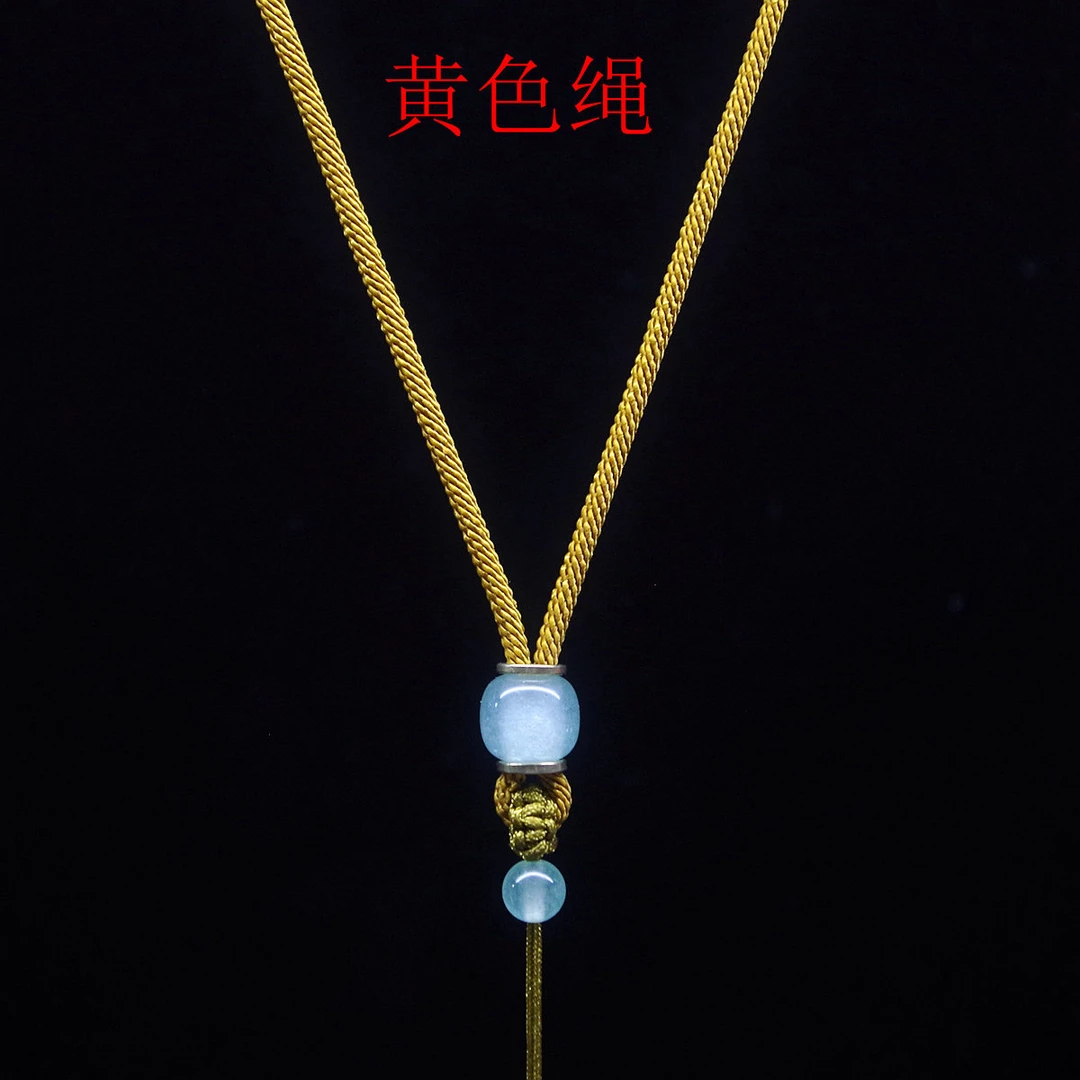 手工编织吊坠绳冰种天然玉石晴水珠观音玉佛挂件吊绳可调节男女款