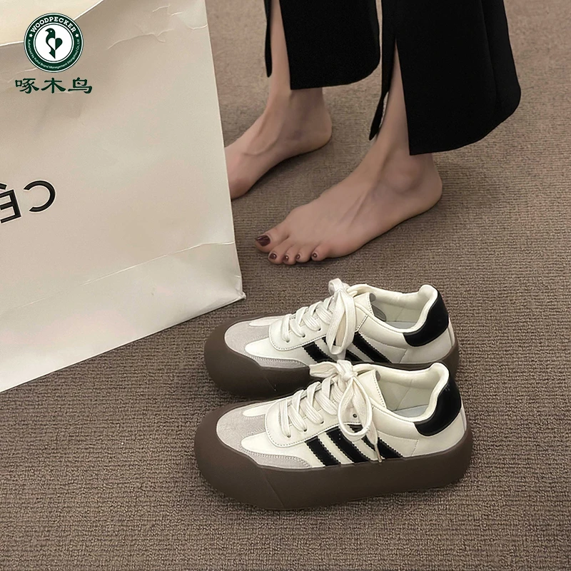 woodpecker/啄木鸟 2024新平底德训鞋女百搭小白鞋休闲板鞋阿甘鞋