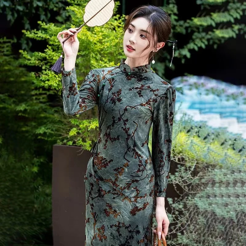 580-【昨日星辰】绿色 收腰 小A设计款 旗袍