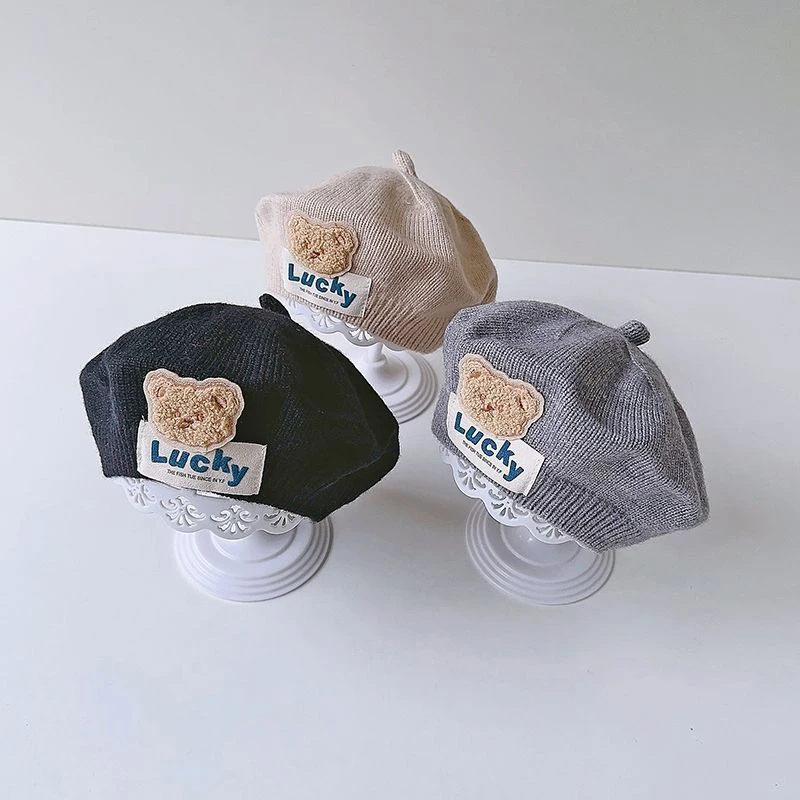 婴儿薄款秋冬款贝雷帽宝宝毛线帽可爱超萌男女宝盆帽婴幼儿针织帽