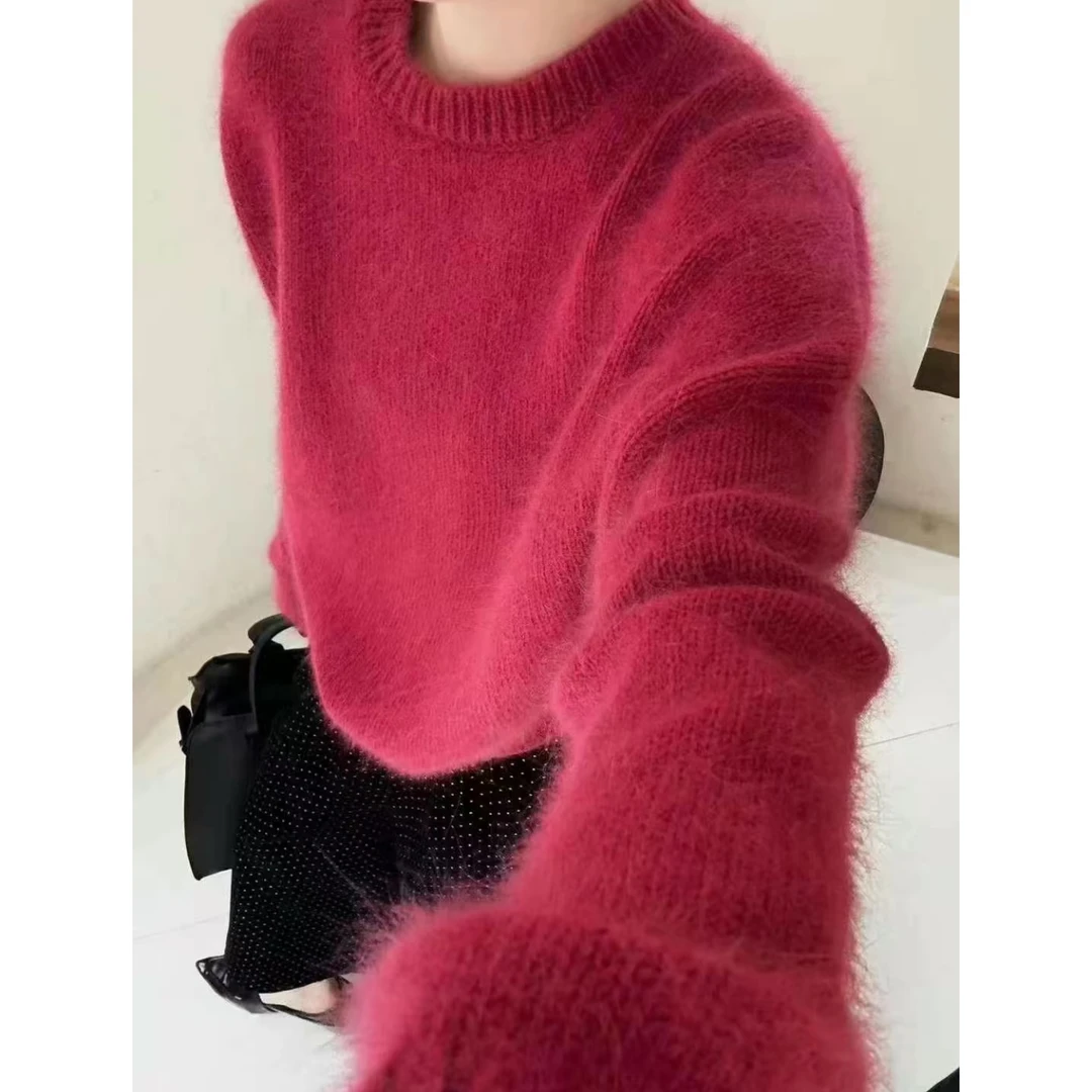 奶fufu树莓」巨软巨舒服！加厚韩版宽松圆领针织毛衣女秋冬氛围感