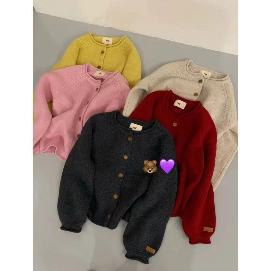 卷边圣诞红」口碑福利款！圆领厚款显瘦针织开衫女上衣