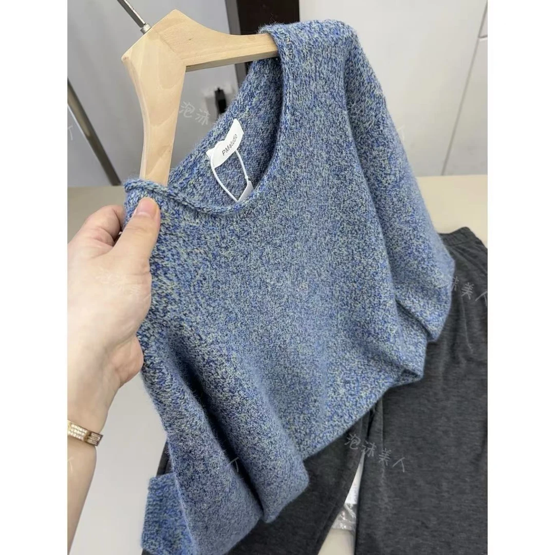 梵高花纱」糯叽叽奶fufu！加厚韩版宽松圆领针织毛衣女秋冬氛围感