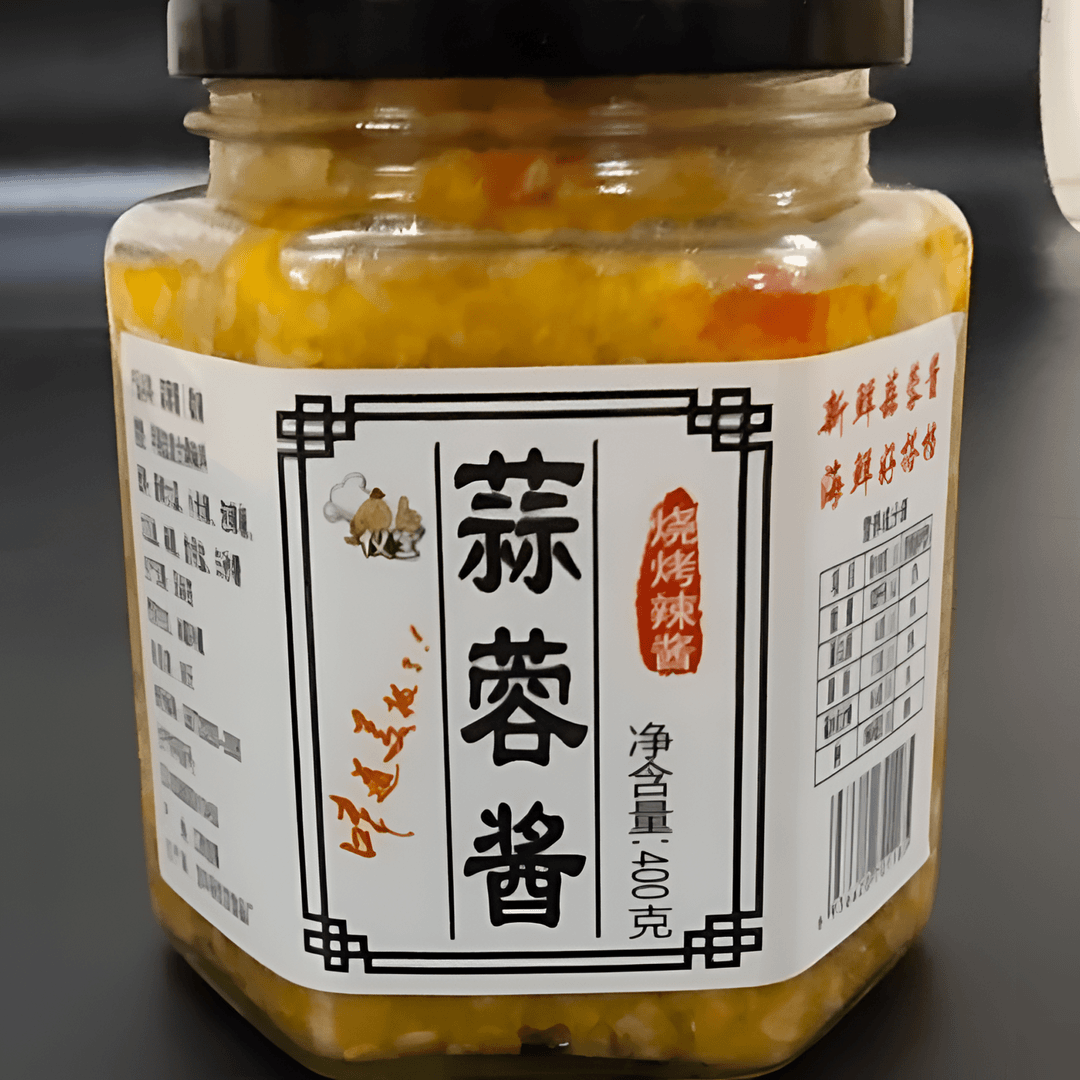 蒜蓉辣酱蒜泥烤生蚝  烤茄子粉丝扇贝海鲜大蒜烧烤原味香辣酱批发