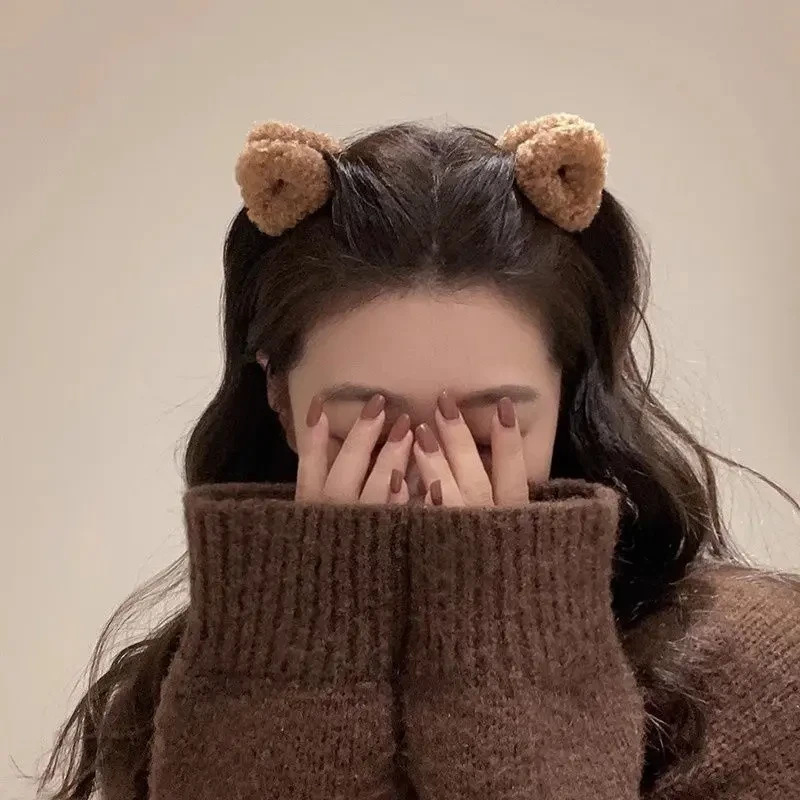 小熊感~毛茸茸耳朵小抓夹刘海夹发夹羊羔毛夹子可爱公主头饰发饰