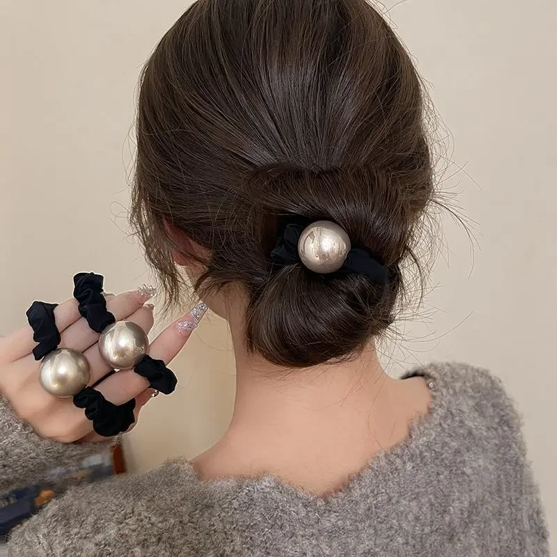 法式简约~高级感珠珠头绳女ins百搭扎头发皮筋复古气质高弹力发圈