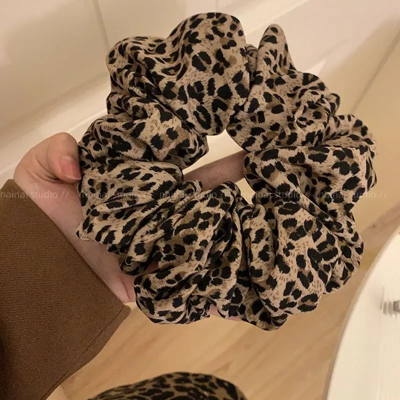 豹纹大肠发圈~早秋新款甜酷辣妹Y2k千禧风丸子头发饰头饰