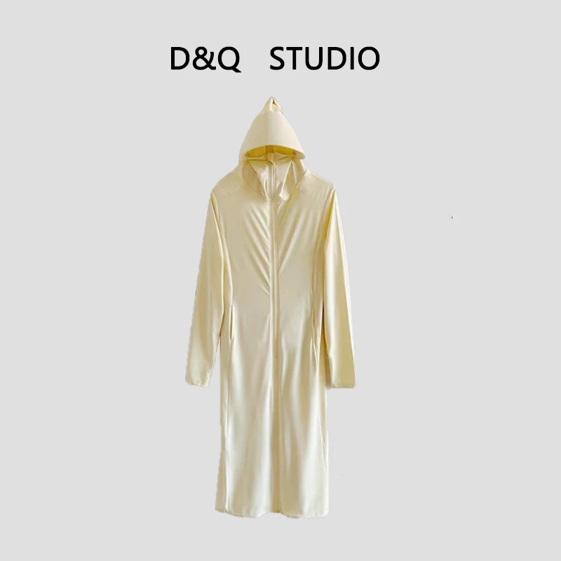【D&Q STUDIO】薄款遮阳连帽披风防晒衣长袖中长款防晒服F217