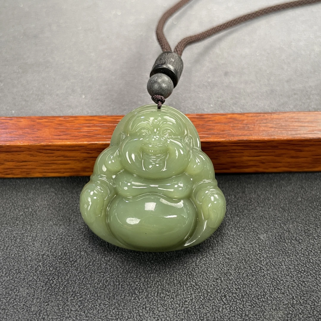 【玉户珠宝】和田玉青黄口佛公约卡35×35×11mm