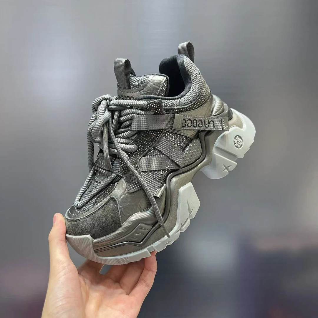 【银河之恋】欧洲站厚底老爹鞋女秋冬新款增高底运动鞋水钻休闲鞋