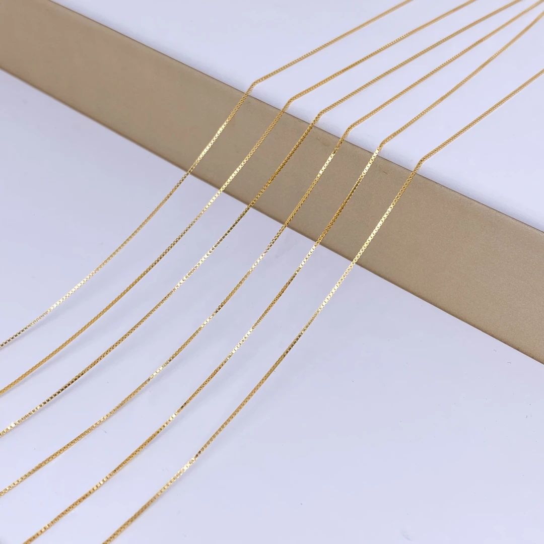 链子925银 S925金色纯银项链 时尚可调节百搭简约万能链抽拉素链