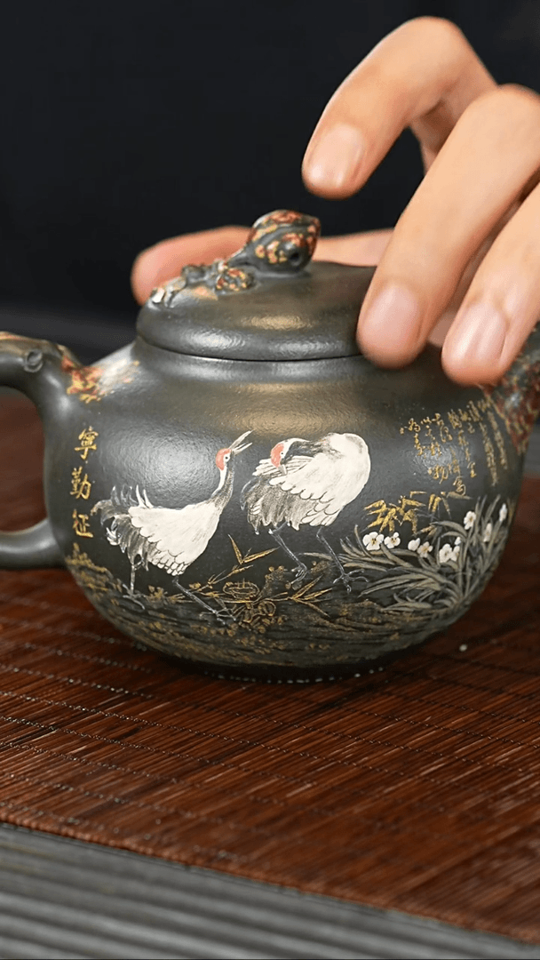 【闪购商品】紫砂茶壶SSH 九龄君子兰 寿桃 360cc