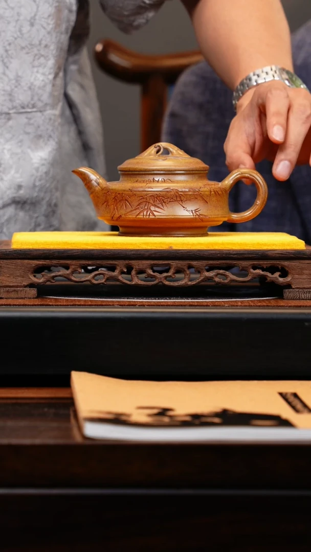 【闪购商品】紫砂茶壶WSY 龙骨金砂 双线竹鼓 300cc