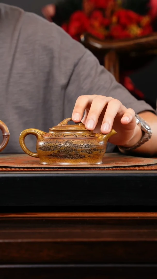 【闪购商品】紫砂茶壶CXF 虎皮金沙 如意线韵