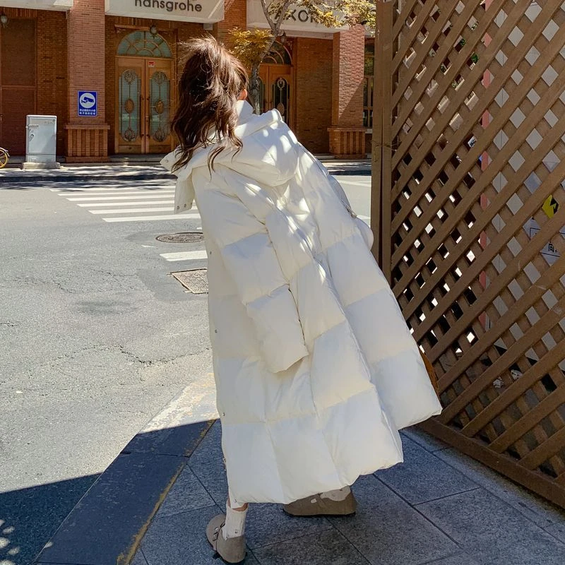 加厚奶fufu白色羽绒服女冬季2023新款韩系温柔宽松长款过膝保暖洋