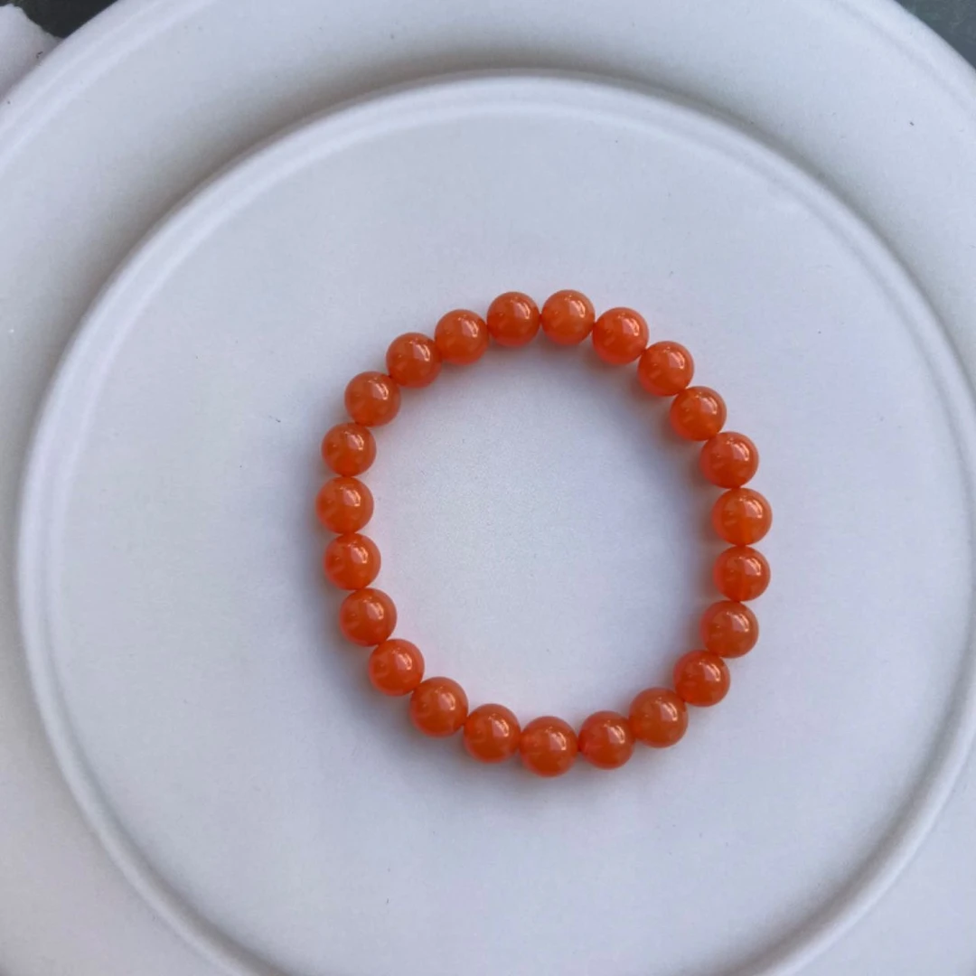 原矿无优化南红玛瑙西山杨柳7-8mm左右单圈纹裂手工珠介意勿拍