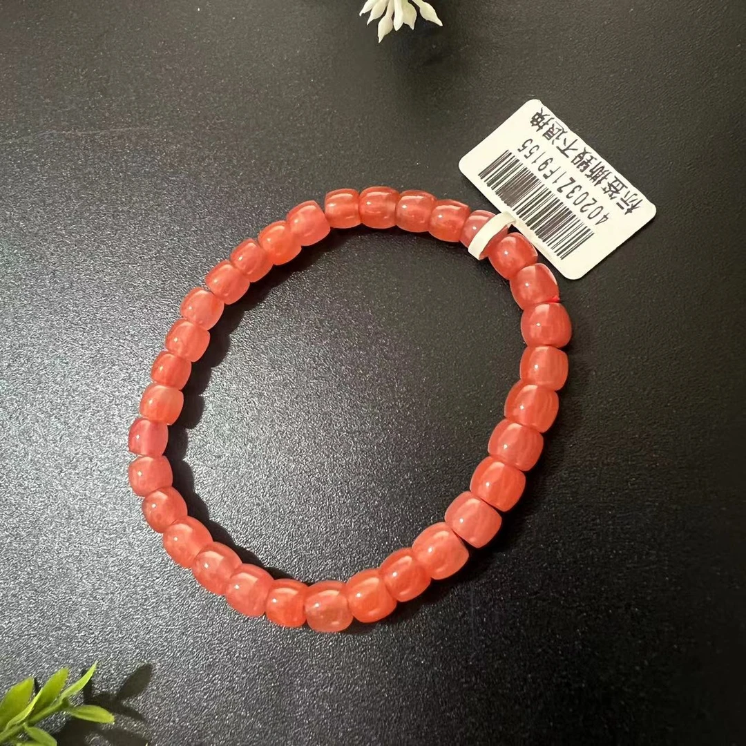 原矿无优化南红玛瑙西山杨柳直切单圈5-6左右纹裂手工珠介意勿拍