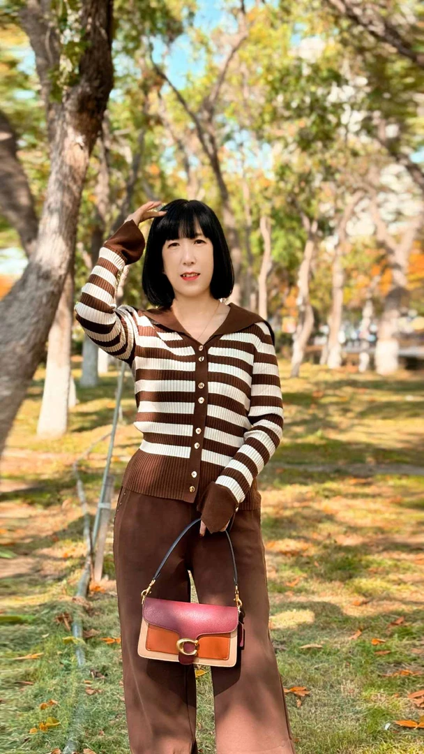 【JINYU品质】2024秋季女士简约条纹海军领开衫