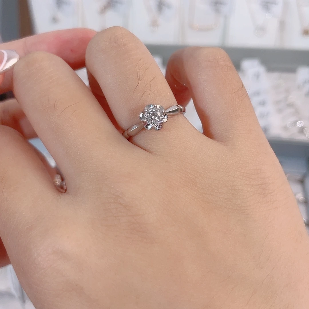 天然钻石戒指/指环18K金镶嵌h17080170