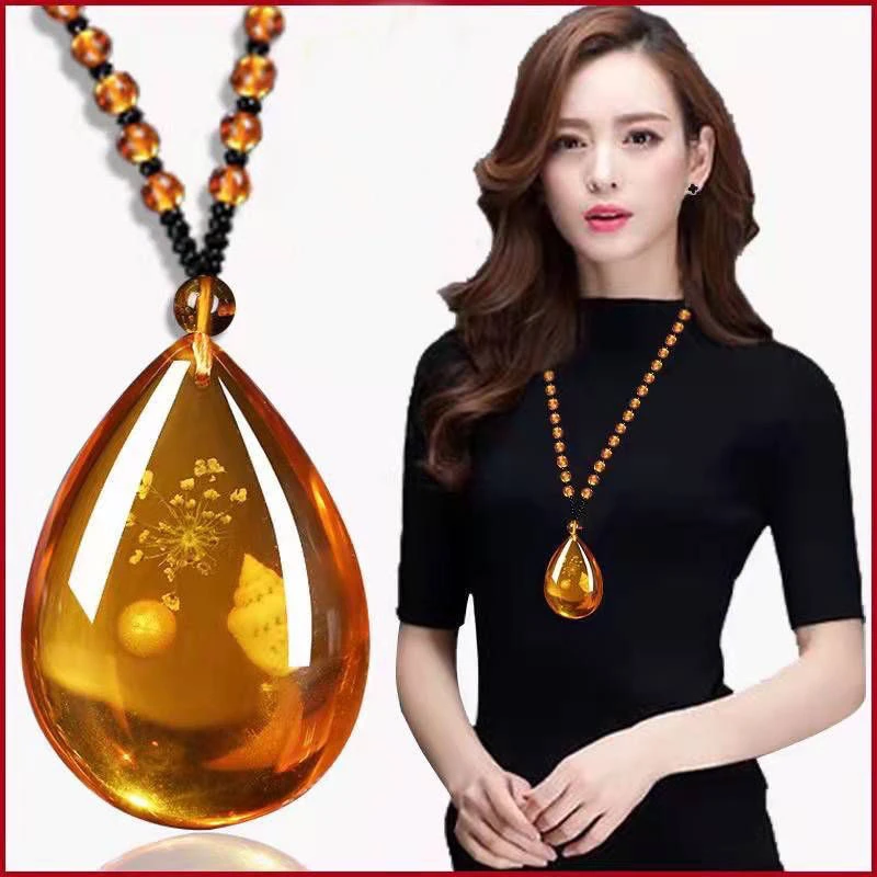 毛衣链时尚百搭水滴吊坠配饰民族风挂坠长款毛衣链女款项链吊坠链