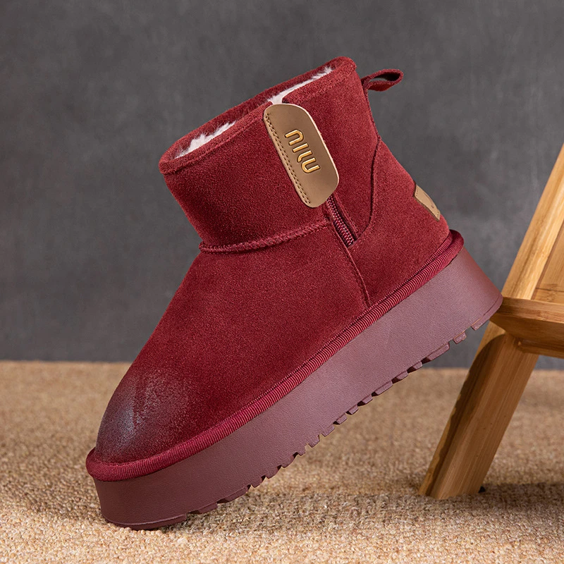 【增高9CM】新款羊毛雪地靴女小个子厚底雪地棉鞋短靴加绒加厚保暖