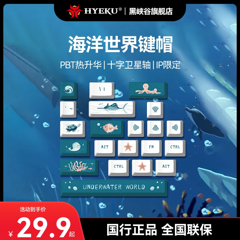 黑峡谷海洋世界主题键帽PBT材质客制化OEM个性化十字轴21颗游戏帽