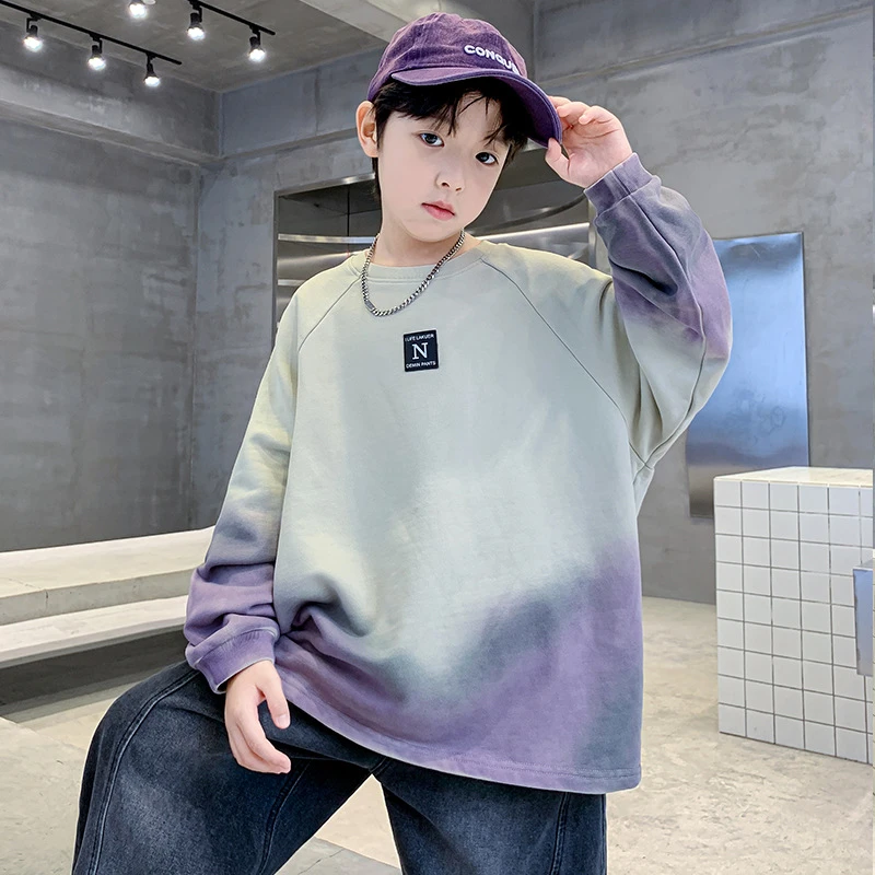 秋季中大男童卫衣新品童装儿童男孩扎染个性上衣潮流帅气时髦代发