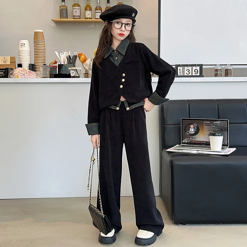 女童秋装套装2024新款儿童时髦洋气韩系穿搭中大童秋季时尚两件套