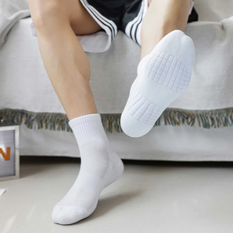 运动男长袜秋冬季纯棉中筒透气袜防臭吸汗毛巾底袜子长筒篮球棉袜