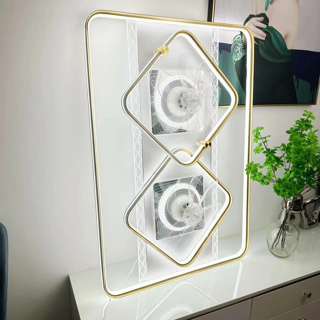 6037客厅语音摇头风扇灯简约现代吸顶吊扇灯客厅电扇灯家用静音