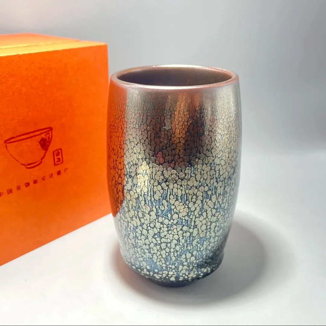 建盏可乐杯啤酒杯原矿釉彩金油滴大容量手握主人杯